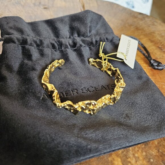 Amber Sceats Emery Cuff Bracelet – 24k Gold Plated Adjustable Made in Italy NWT - Picture 13 of 16